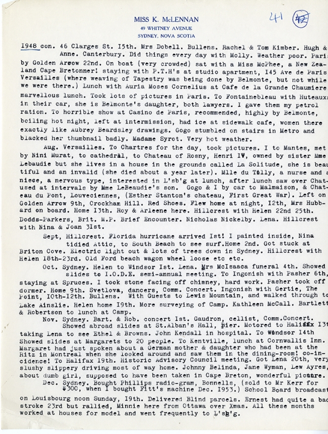 Katharine McLennan's Diary